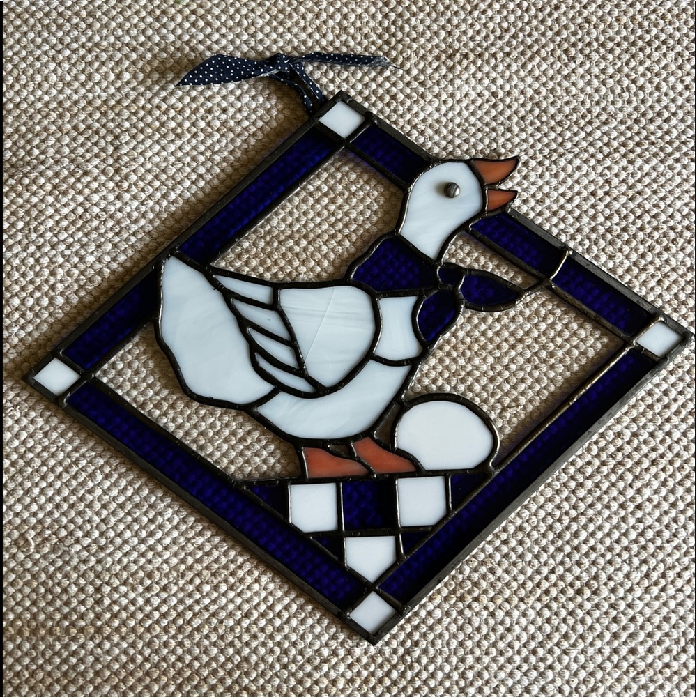 Vintage Stained Glass Duck Goose Hanger